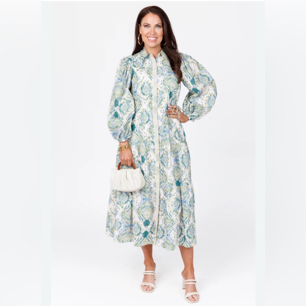 AUREUM Green and Pink Long Sleeve Sundress